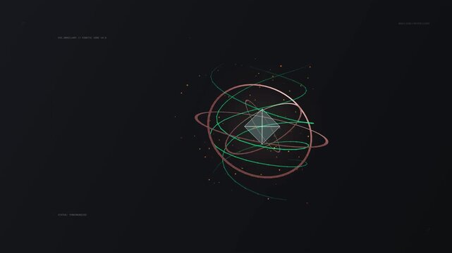 Holographic kinetic armillary sphere rotating with abstract orbits and particles