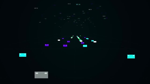 Abstract 3D Tunnel Fly through with Neon Geometric Shapes and Particles