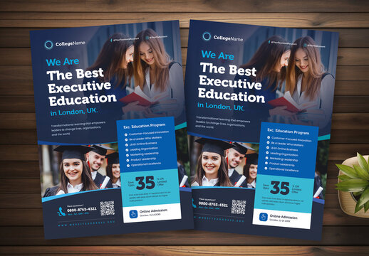 The Best Executive Education Program Flyer Template Colour Blue