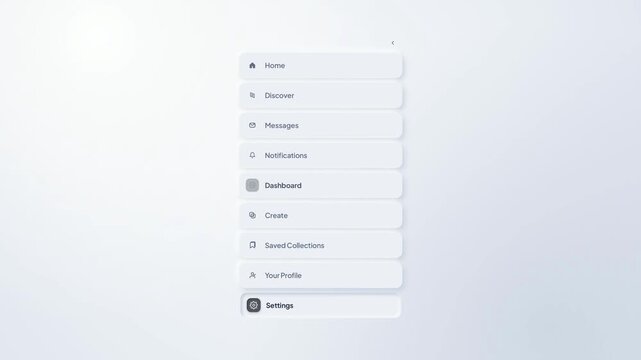 Neumorphic user interface menu design with soft UI layout for website and application development