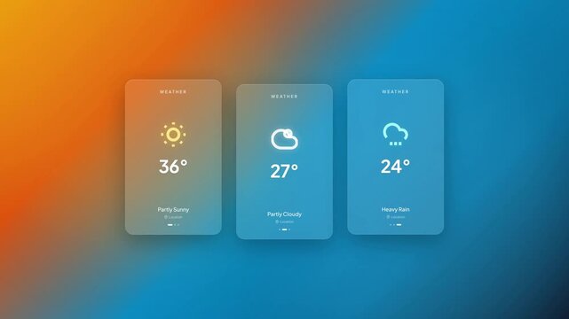 Weather app interface display showing temperature forecasts on modern digital screen design