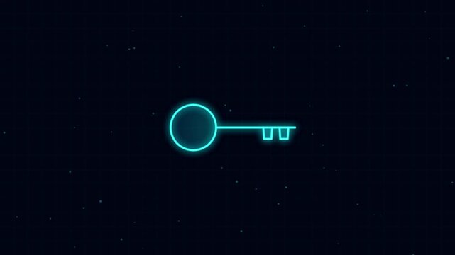 Digital Security Icons Lock Key Fingerprint Animation on Dark Background