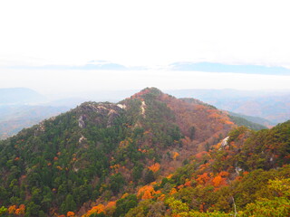 色づく山稜と霞む遠景 昇仙峡の晩秋の眺望 コピースペース © GritAI