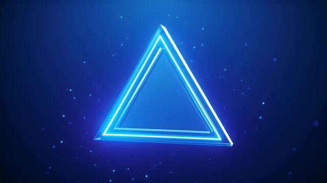 Glowing blue neon triangle on dark background