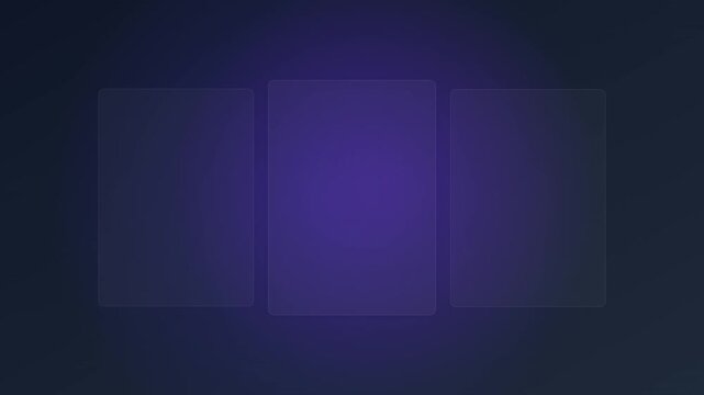 Pricing table user interface with glowing purple cards appearing
