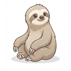 Fototapeta premium Cute Three Toed Sloth Cartoon Animal Illustration Isolated on White