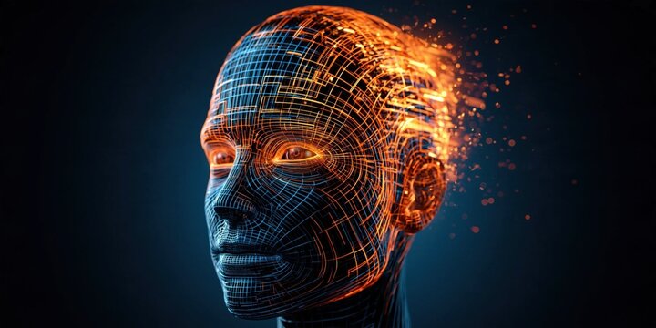 Digital transformation concept with abstract human face