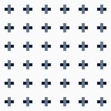 Minimalist blue cross plus sign repeating seamless pattern