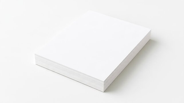 Stack of Blank White Paper on White Background Mockup