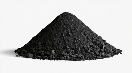 Fototapeta premium Pile of black coal or charcoal isolated on a white background