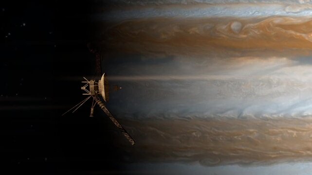 Voyager and jupiter. 3d animation
