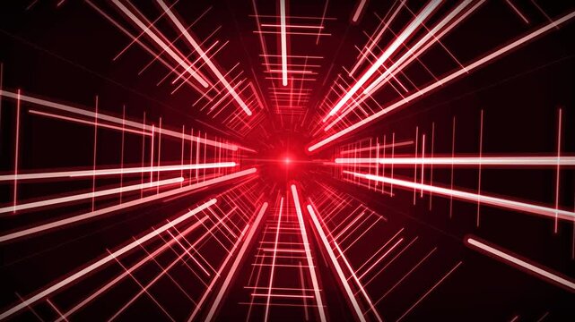 Red futuristic neon lights grid tunnel seamless loop motion background