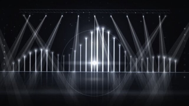 White lights stage concert equalizer background loop with moving