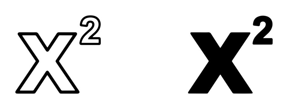 X Squared Vector Icons, Mathematical Notation, Algebra Symbols, Squared X, Science and Education Graphics, Black and White