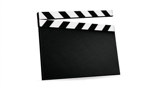 Classic blank film slate or movie clapper board for cinema production isolated on white background