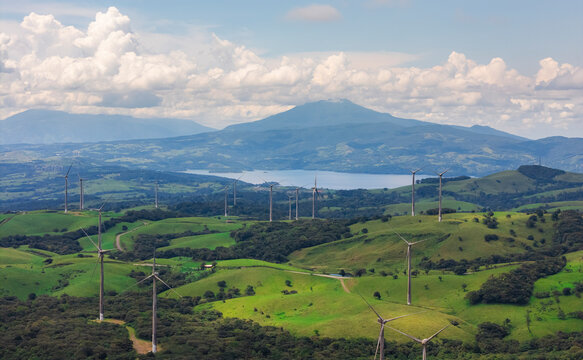 Wind turbines producing clean energy in costa rica