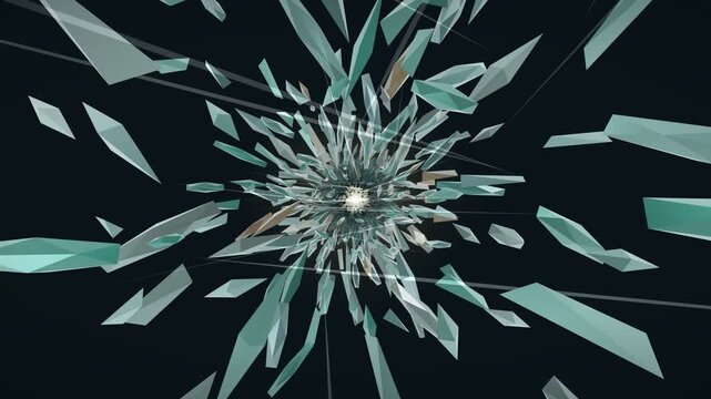Abstract crystal shards tunnel flying through glowing shards motion