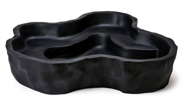 Black Pre-formed Plastic Garden Pond Liner Isolated on White Background