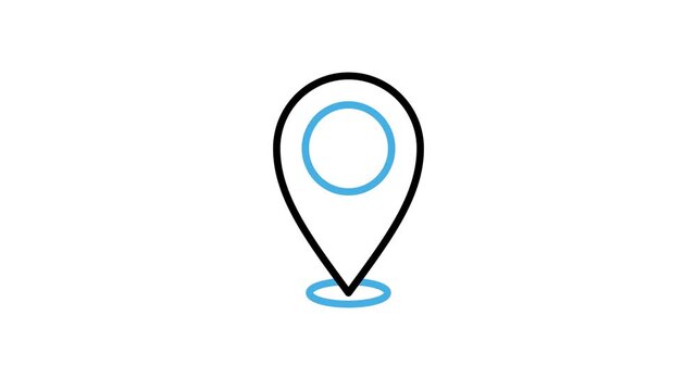 Map pin location icon animation. Marker, GPS, point, pointer, place, destination animated video. Motion graphics with alpha channel