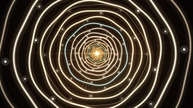 Abstract Concentric Circles Tunnel Animation with Glowing White and