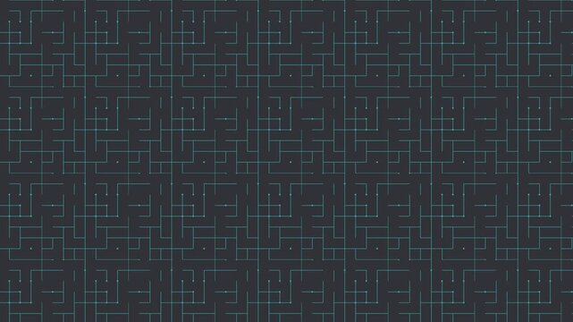 Seamless scrolling teal circuit line on charcoal pattern, looping animated background for video titles and streams, 4K 58 seconds