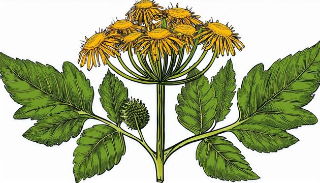 elecampane hand drawn medicinal herb