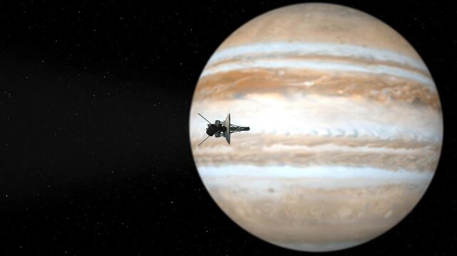 Voyager and jupiter. 3d animation