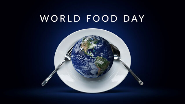Earth globe serving on a white plate for world food day