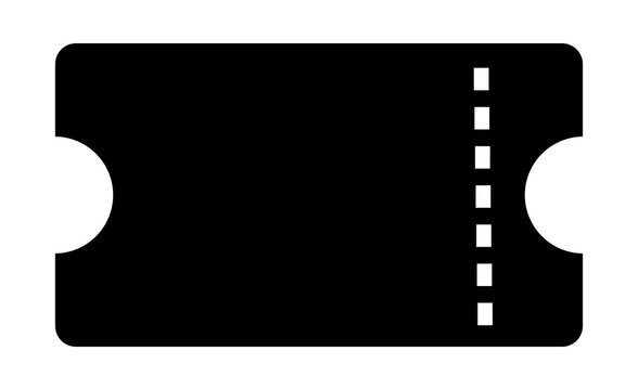Black Cinema Movie Ticket Silhouette with Transparent Background