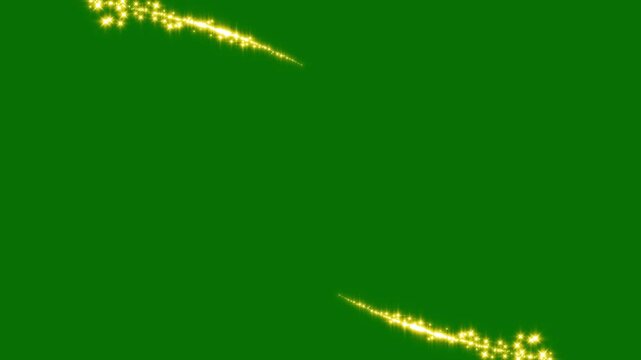 twinkling glitter stars with magical light trail, golden sparkling particles, glowing fairy dust effect, bright shimmer light animation cute doodle stars on green screen 4k