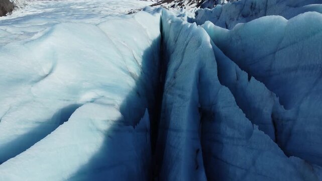 Breathtaking Aerial Drone Close Flight Over Skaftafellsjokull Glacier Tongue &ndash; Iceland