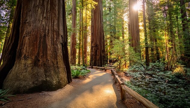 trail at big basin redwood state park in california