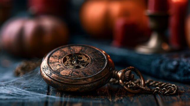 antique wristwatch with a spiderweb