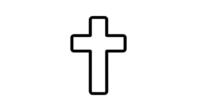 Christian religious cross outline vector icon illustration isolated on background.