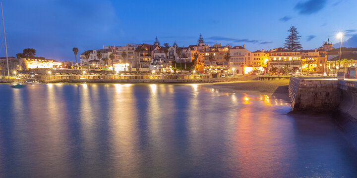 Cascais Waterfront and Beach at Blue Hour, Portugal