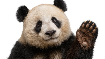 Giant panda waving paw, isolated on transparent background © ProStock