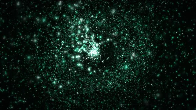 Abstract Green Particles Tunnel Loop Moving Forward Sci-Fi Animation