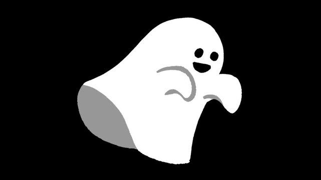 Cute Floating Ghost Halloween Animation, Transparent Background Video for Spooky and Playful Scenes	
