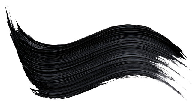 Waved black mascara or paintbrush stroke isolated on white background