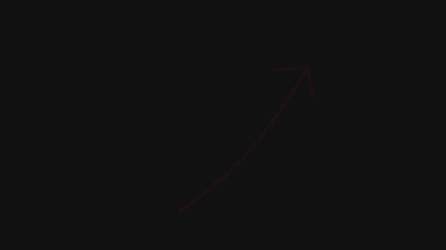 Pink chalk textured hand drawn arrow animation on dark background