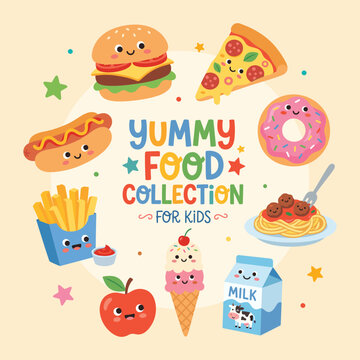 Delicious Fast Food And Sweet Desserts Illustration Bundle