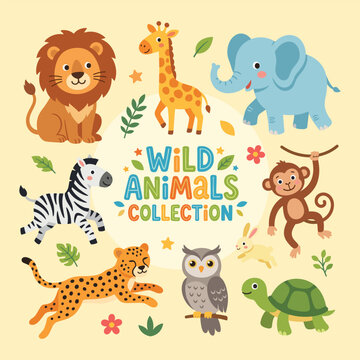 Cute Safari And Jungle Wild Animals Mascot Bundle