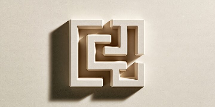 Intricate lettermark logo with layered dimensional effect