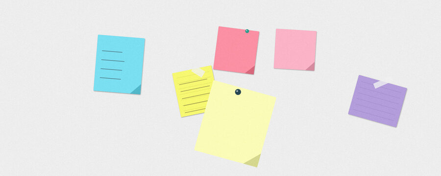 Colorful sticky notes with lines on light background