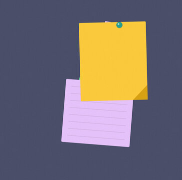 Yellow sticky note attached to lined paper