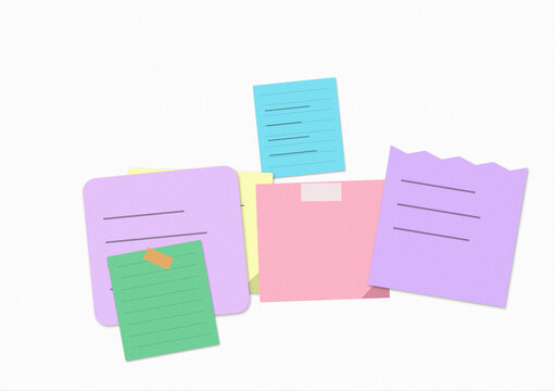 Colorful sticky notes and folders set
