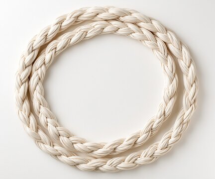 Three Braided Beige Ropes on White Background