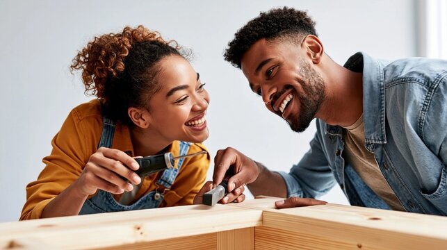 Couple enjoys building something beautiful together