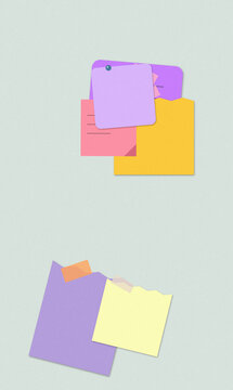 Colorful overlapping sticky notes on plain background