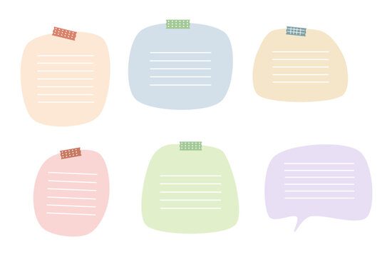 Pastel aesthetic adhesive sticky notes and speech bubble memo collection